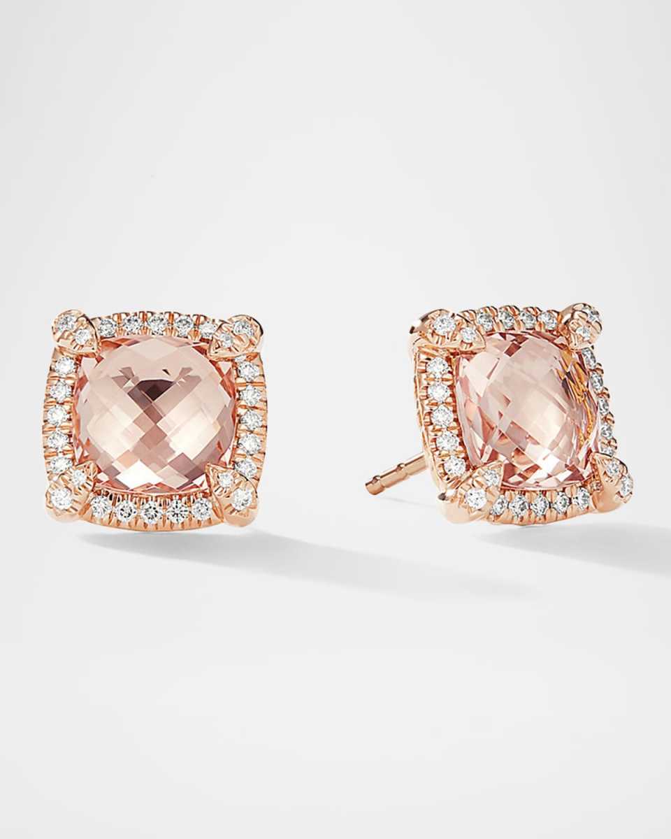 Chatelaine 18k Rose Gold Morganite Stud Earrings